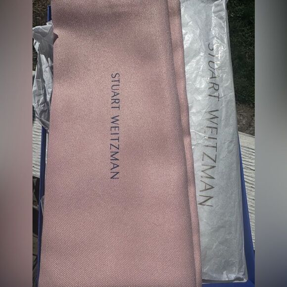 NIB Stuart Weitzman Nudist Curve Square Toe Glitter High Heel Sandals Size 6.5 - Picture 12 of 13